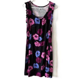 Elle Black Floral Dress with Flutter Cap Sleeves